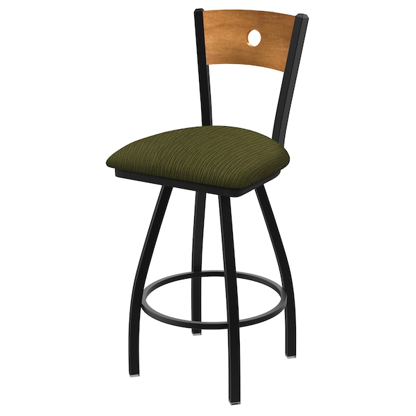 36" Swivel Counter Stool, Nickel Finish, Med Back, Graph Parrot Seat
